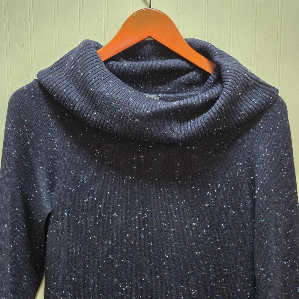 Talbots Dress‎ Womens Small Blue Cowl Neck 3/4 Sleeve Knit Sweater Knee Length